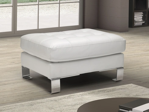 Pouf Leoncavallo in pelle con piedini in metallo di Afosofà