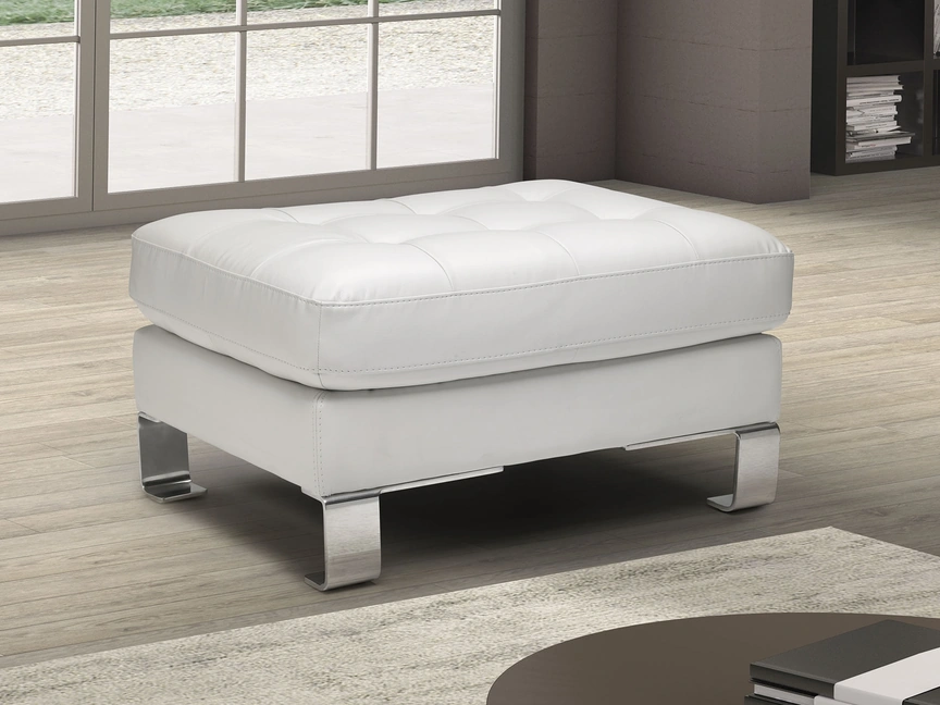 Pouf Leoncavallo in pelle con piedini in metallo di Afosofà