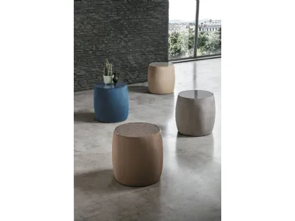 Tavolino Pouf Lepanto con top in vetro e rivestimento in tessuto di Target Point