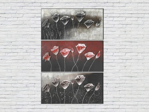 Quadro floreale dipinto a olio su tela di Stones