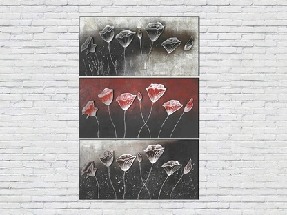 Quadro floreale dipinto a olio su tela di Stones