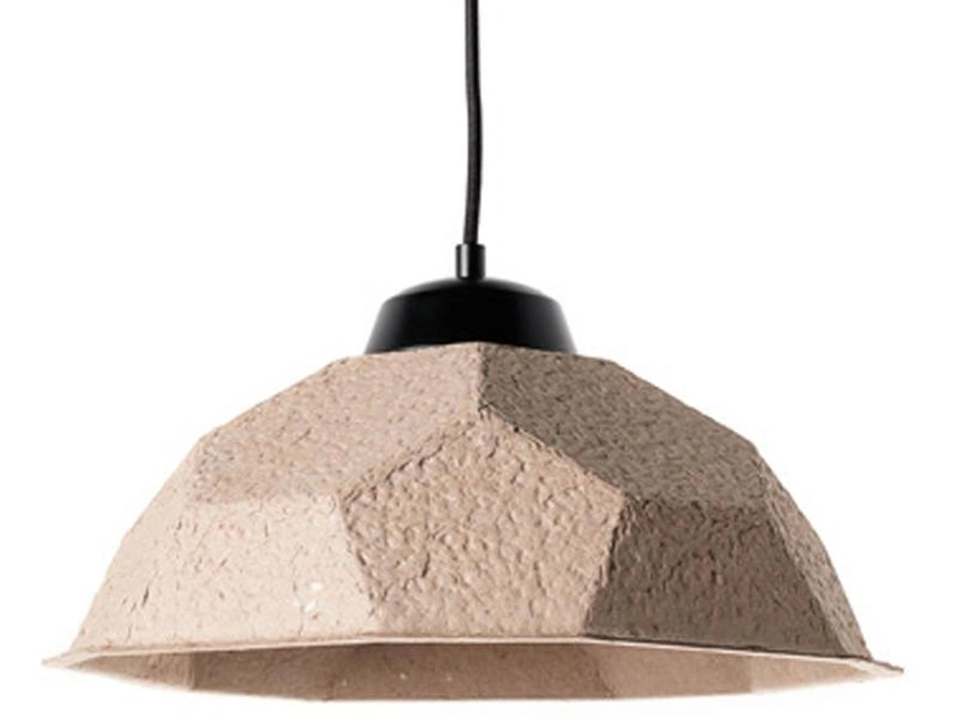 Lampada a sospensione Egg in cartone riciclato Nero di Stones