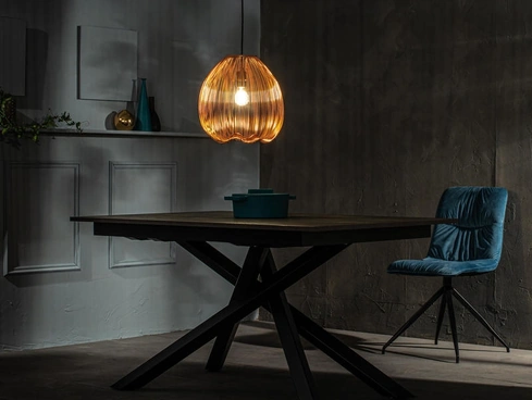 Lampada a sospensione Jaula in metallo verniciato Ottone lucido di Stones