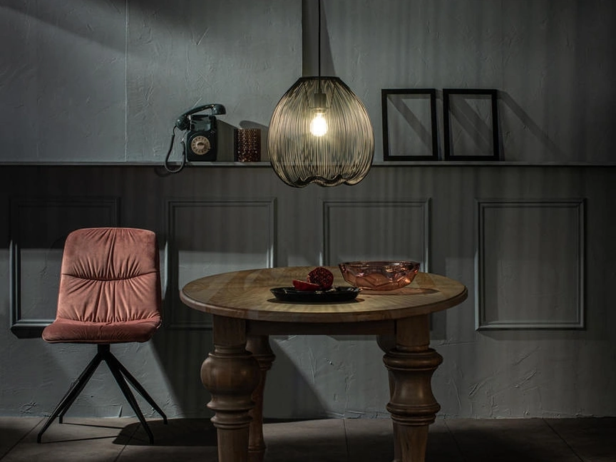 Lampada a sospensione Jaula in metallo verniciato Nero lucido di Stones