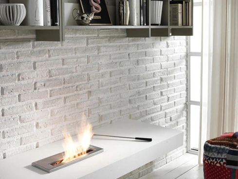 Biocamino elegante da incasso Basis in acciaio satinato di Stones