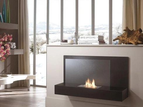 Biocamino da parete Bmovie in acciaio inossidabile e vetro temperato di Stones