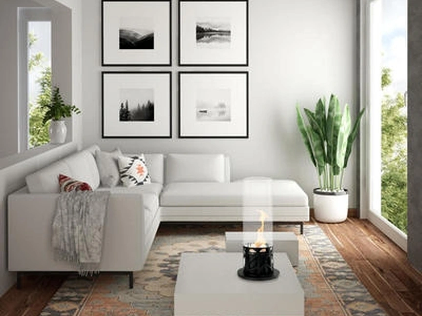 Biocamino da tavolo Piper in metallo verniciato e vetro temperato di Stones