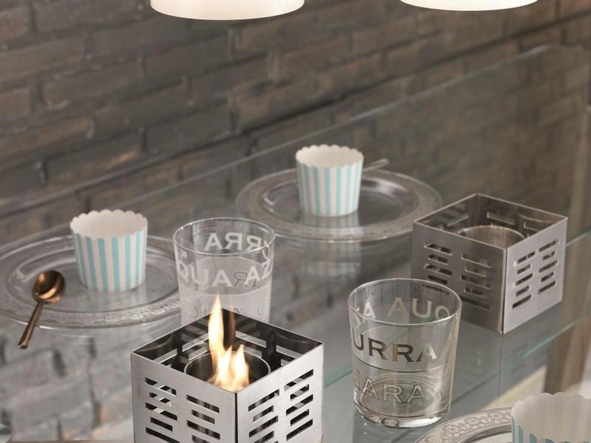 Biocamini da tavolo Set Skato in acciaio inossidabile con bruciatore estraibile di Stones