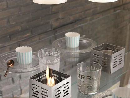 Biocamini da tavolo Set Skato in acciaio inossidabile con bruciatore estraibile di Stones