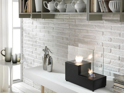 Biocamino da tavolo Two Steps in metallo e vetro con doppio bruciatore di Stones