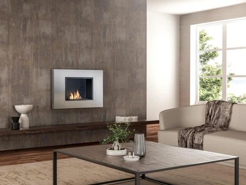 Biocamino da parete Winter J in acciaio satinato di Stones