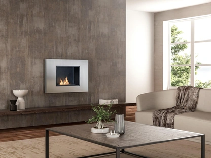 Biocamino da parete Winter J in acciaio satinato di Stones