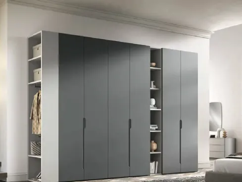 Armadio con ante battenti e libreria Ambra B352 di Moretti Compact Giorno Notte