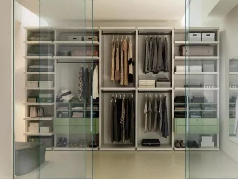 Cabina Armadio in laminato quarzo e laccato flora NC402 di Moretti Compact