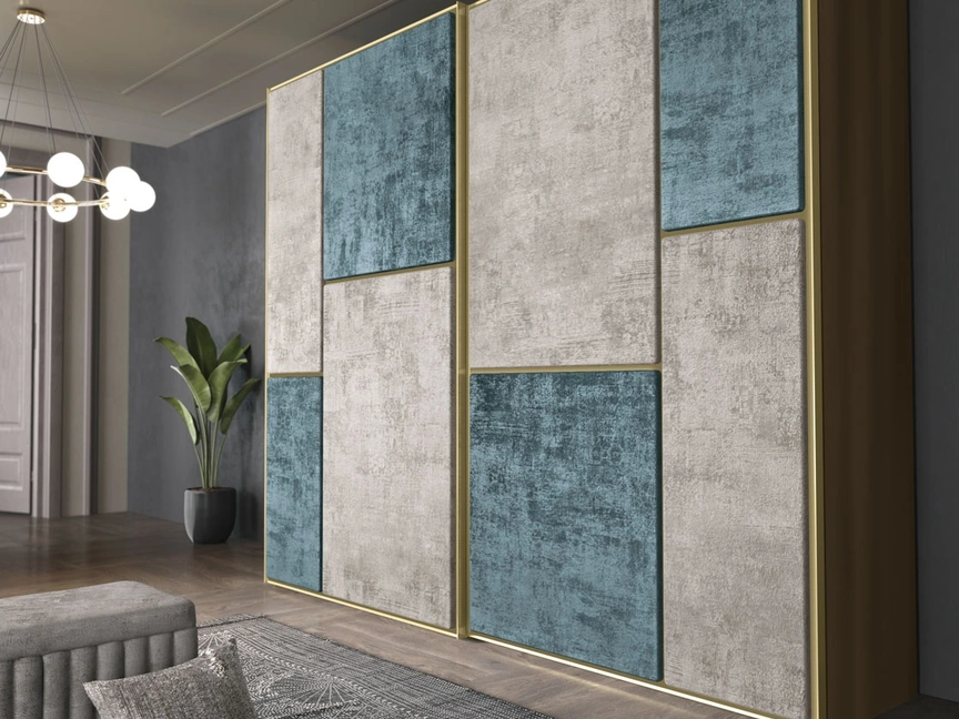 Armadio con ante scorrevoli rivestite in tessuto Eolo di Adriatica