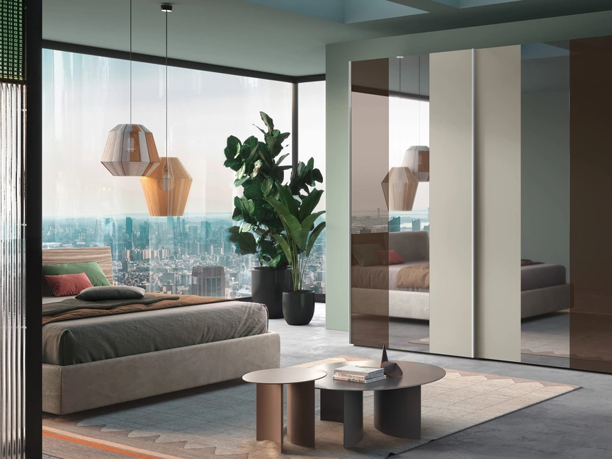 Armadio con ante scorrevoli in nobilitato e vetro Kappa di Adriatica