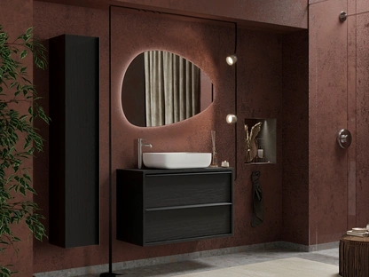 Mobile da Bagno sospeso Steel in nero frassinato di LC Mobili