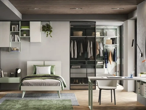 Cameretta per ragazzi con cabina armadio Y112 di Moretti Compact Camerette