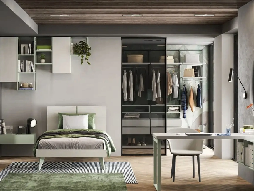 Cameretta per ragazzi con cabina armadio Y112 di Moretti Compact Camerette