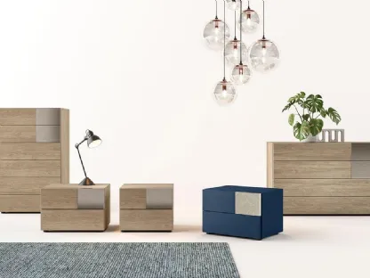 Comodino Gruppo Notte Etesia in legno e laccato opaco Mercantini
