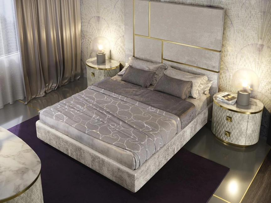 Letto con testiera imbottita Astra di Adriatica
