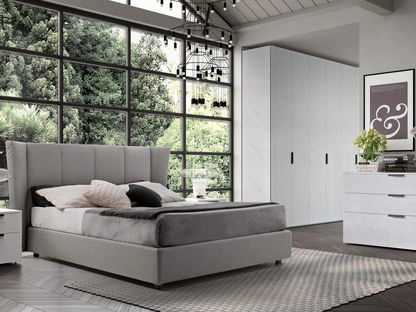 Letto in tessuto imbottito Vela di Cecchini Italia