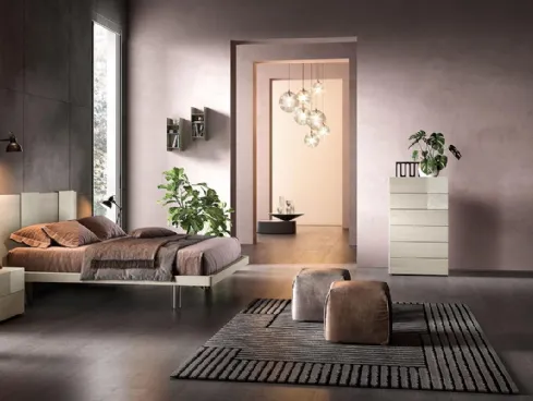 Letto in legno con testiera E03 Spot e Alfa di Mercantini