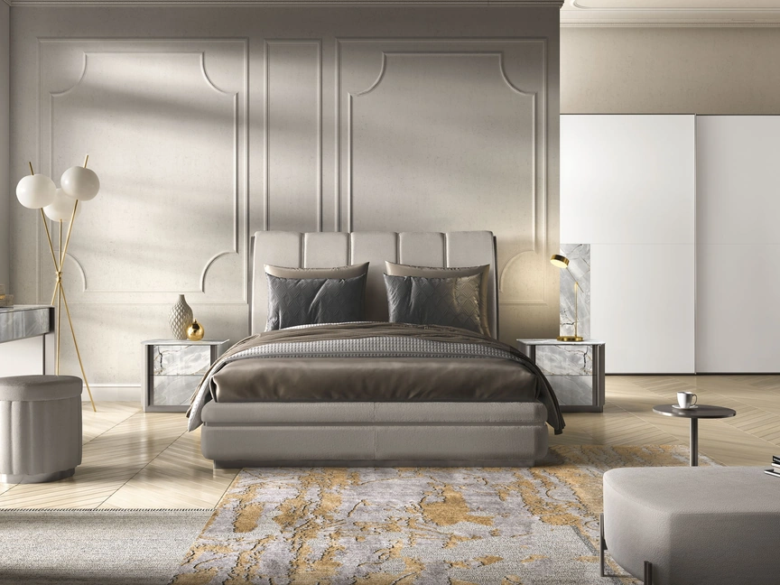 Letto in tessuto imbottito Era di Adriatica