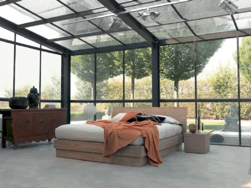 Letto matrimoniale in legno con box contenitore e testiera Icaro di Fimar