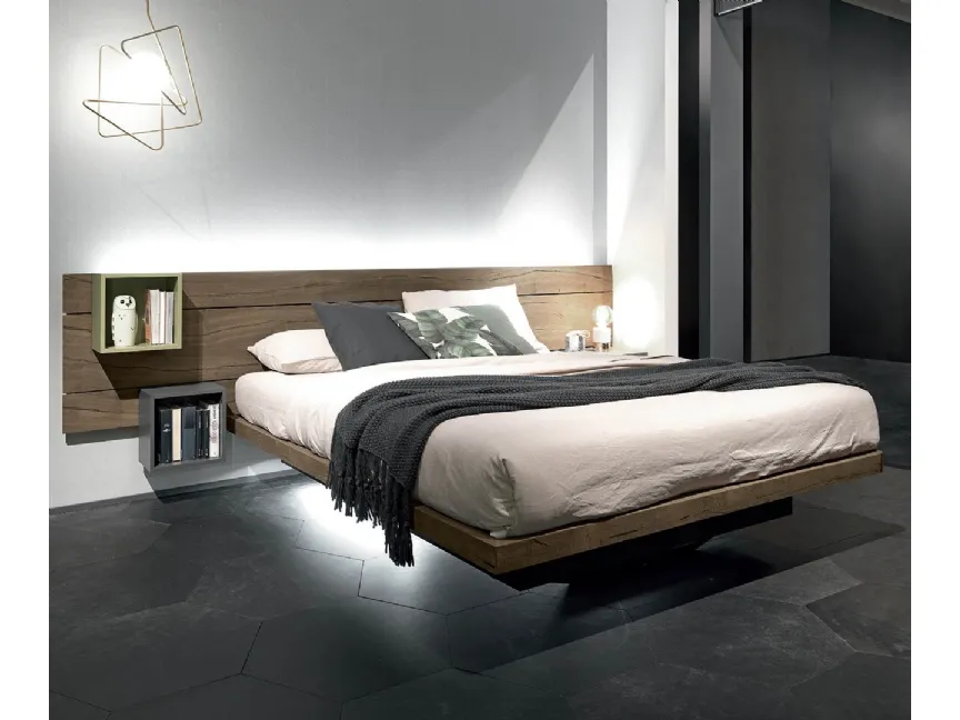 Letto in legno con box contenitore e testiera Sorvolo di Fimar