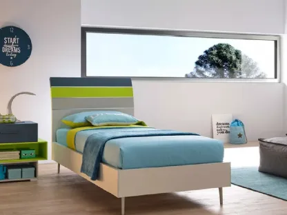 Letto singolo in melaminico e laccato con testiera SC113 Moretti Compact