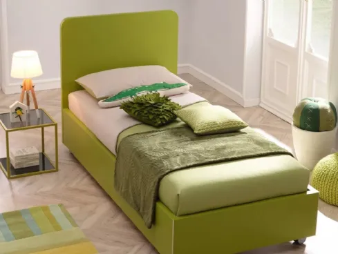 Letto singolo in laccato oliva con testiera SC118 Moretti Compact