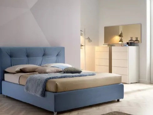 Letto in velluto con testiera imbottita e trapuntata SC220 di Moretti Compact