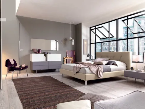 Letto in ecopelle con testiera trapuntata NC107 di Moretti Compact