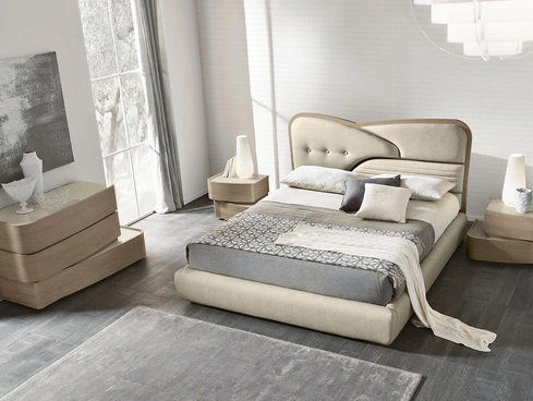 Letto in ecopelle con contenitore Ola di Adriatica