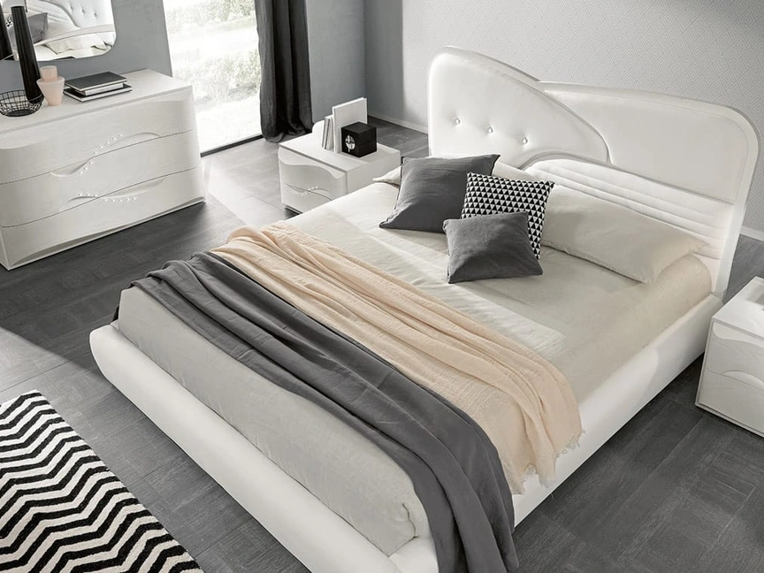 Letto in ecopelle con contenitore Ola di Adriatica