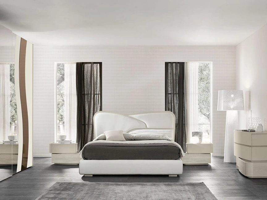 Letto in ecopelle con contenitore Ola di Adriatica