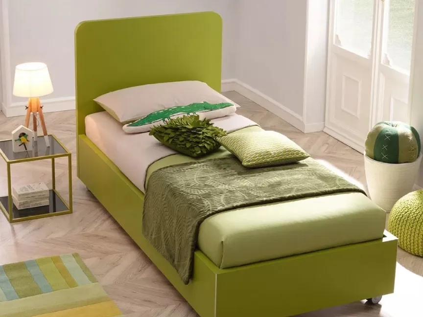 Letto singolo in laccato Bosco con testiera Fillet SC118 Moretti Compact