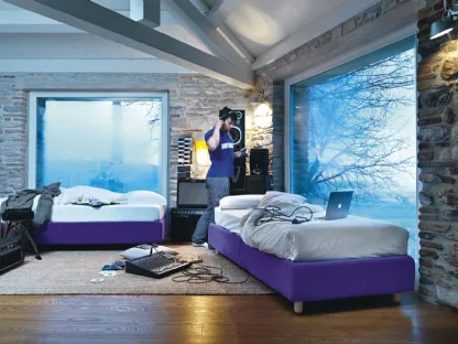 Letto singolo in tessuto Sommier di Noctis