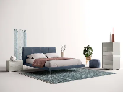 Letto in tessuto con testiera T02 Sirus e Sigma di Mercantini