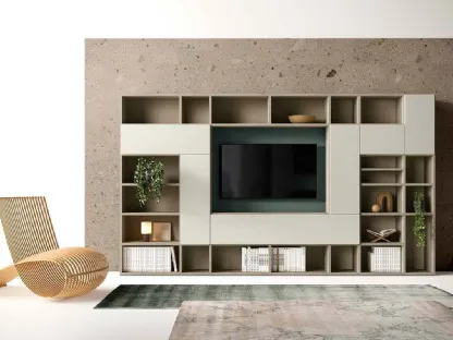 Libreria a muro Kosmos KL214 in laccato opaco di Mercantini