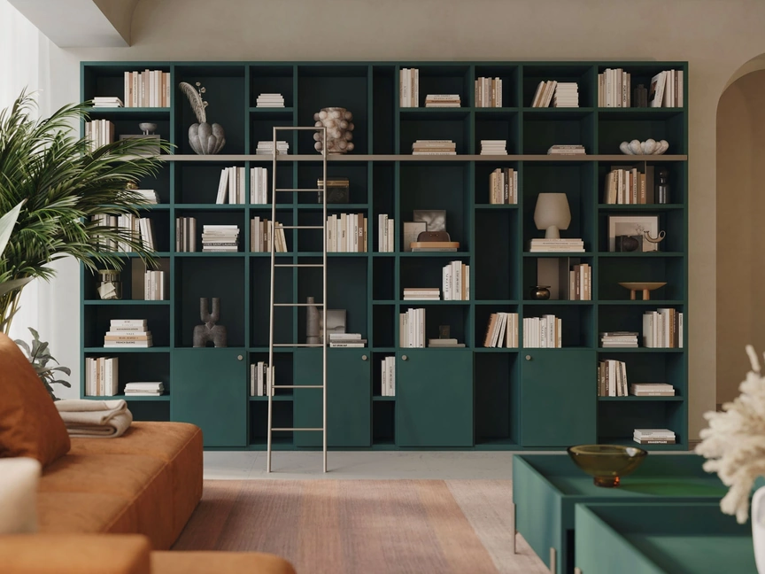 Libreria componibile LV712 con scaletta di Giessegi