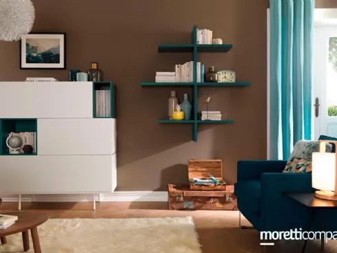 Libreria moderna in laccato opaco LV202 di Moretti Compact
