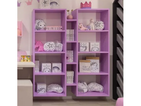 Libreria sospesa in laccato lilla MC034 di Moretti Compact