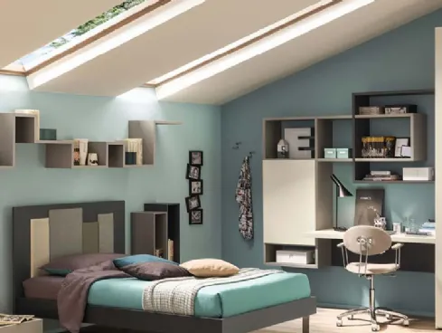 Libreria in melaminico e  laccato YC317 di Moretti Compact