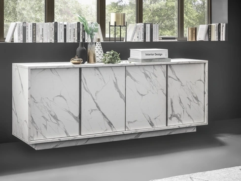 Madia sospesa Carrara in finitura Marmo Bianco di LC Mobili