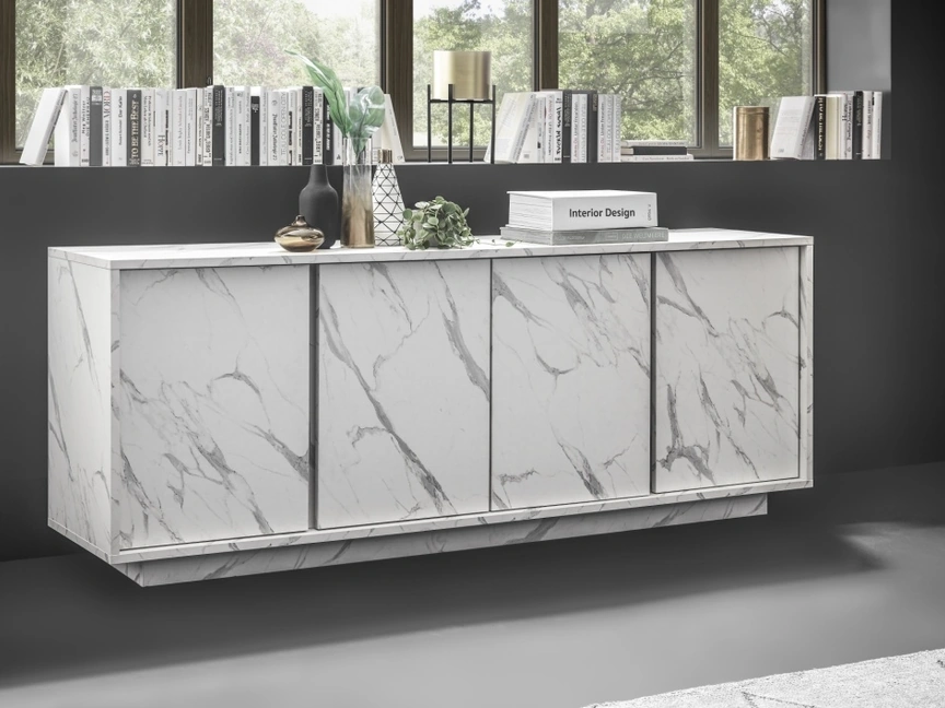 Madia sospesa Carrara in finitura Marmo Bianco di LC Mobili