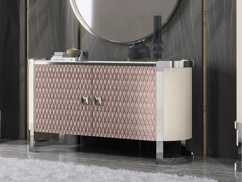 Madia Kursaal in laccato lucido e tessuto trapuntato di Adriatica