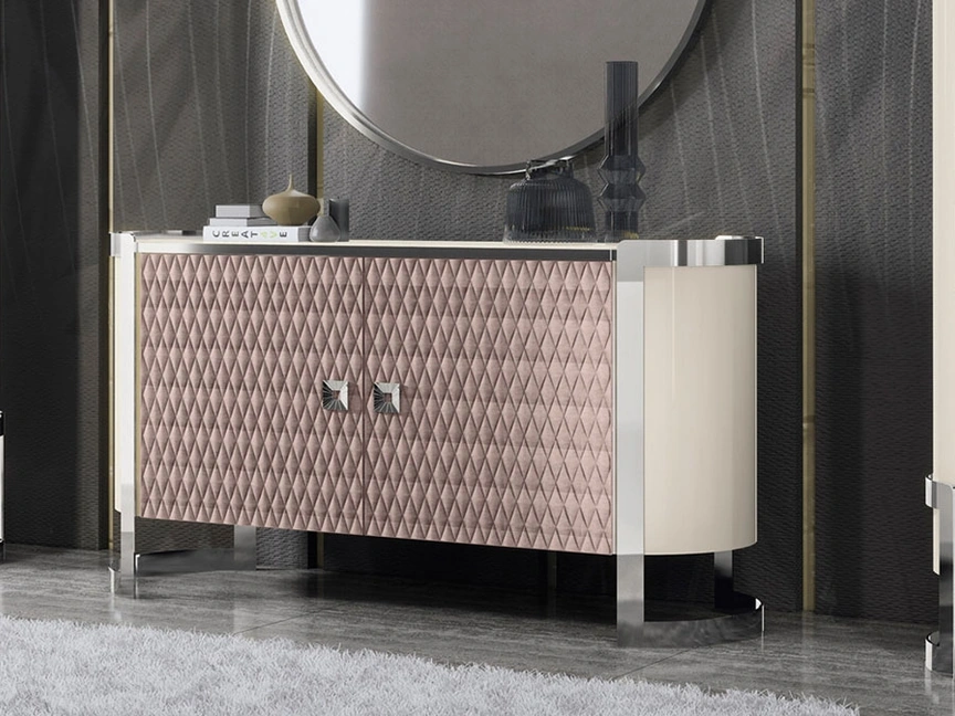 Madia Kursaal in laccato lucido e tessuto trapuntato di Adriatica