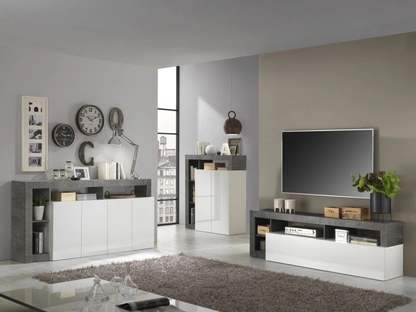 Mobile Porta Tv Hamburg Bianco lucido e Grigio di LC Mobili